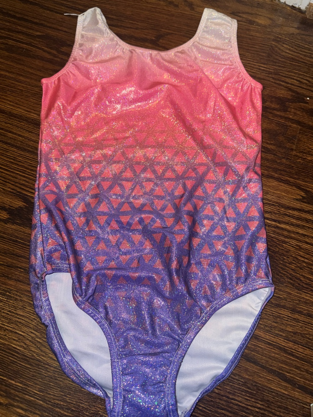 Girls Ombre Pink to Purple Glitter Gymnastics Leotard